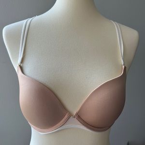 UnVeiled Beige Push-Up Bra with Lace Back 30D